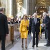 La princesse Désirée de Suède et son mari le baron Niclas Silfverschiöld au Te Deum en l'honneur du 70e anniversaire du roi Carl XVI GUstaf de Suède au palais royal à Stockholm le 30 avril 2016.