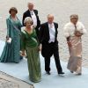 La princesse Désirée de Suède et son mari le baron Niclas Silfverschiöld, à la suite de la princesse Margaretha, du prince Johan Georg de Hohenzollern et de la princesse Birgitta, lors du mariage de la princesse Victoria de Suède et de Daniel Westling le 19 juin 2010 Christopher O'Neill le 8 juin 2013 à Stockholm.