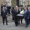 Obsèques de Carl Adam "Noppe" Lewenhaupt, ami d'enfance du roi Carl XVI Gustaf de Suède, à l'église Hedwige-Éléonore à Stockholm le 31 mars 2017.