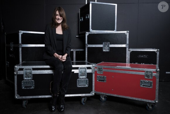 Exclusif - Carla Bruni-Sarkozy - Enregistrement de l'émission Merci Brassens dans les studios de La Plaine Saint-Denis le 31 janvier 2017, pour une diffusion sur France 2 le samedi 18 février en prime time. © Cyril Moreau / Bestimage