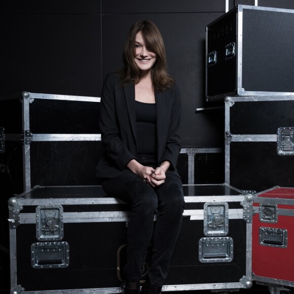 Exclusif - Carla Bruni-Sarkozy - Enregistrement de l'émission Merci Brassens dans les studios de La Plaine Saint-Denis le 31 janvier 2017, pour une diffusion sur France 2 le samedi 18 février en prime time. © Cyril Moreau / Bestimage