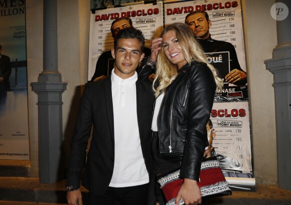 Julien Castaldi (fils de B. Castaldi et chroniqueur du Mad Mag NRJ12) et sa compagne Ludivine Birker (Les Princes de l'Amour 4) - Photocall du spectacle "Ecroué de rire" au théâtre du Gymnase Marie-Bell de Paris, France, le 14 avril 2017. © Marc Ausset-Lacroix/Bestimage