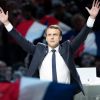 Emmanuel Macron, candidat d'En Marche! à l'élection présidentielle 2017, lors de son grand meeting à l'AccorHotels Arena à Paris, France, le 17 avril 2017. © Cyril Moreau/Bestimage