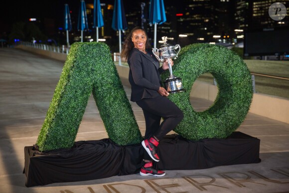 Serena Williams fête sa victoire à l'Open d'Australie. Melbourne, le 28 janvier 2017.