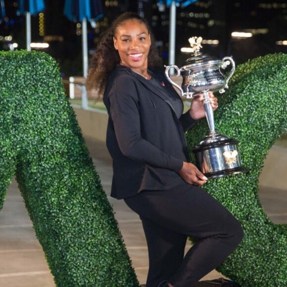 Serena Williams fête sa victoire à l'Open d'Australie. Melbourne, le 28 janvier 2017.