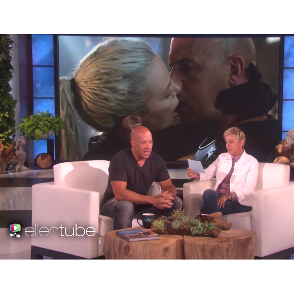 Vin Diesel, choqué par les propos de Charlize Theron, dans The Ellen Show. (capture d'écran)