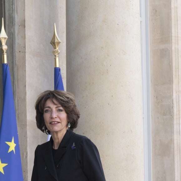 Marisol Touraine, Ministre des affaires sociales et de la santé, à l'Elysée lors de la remise de l'insigne de Commandeur de la Légion d'Honneur à Bill Gates et sa femme Melinda. Paris, le 21 avril 2017.