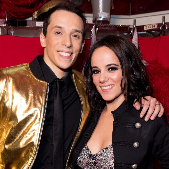 Grégoire Lyonnet et sa femme Alizée - Backstage de l'émission "Tous au Moulin Rouge pour le sidaction" au Moulin Rouge à Paris le 20 mars 2017.