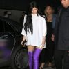 Kylie Jenner arrive à une fête privée avec des cuissardes violettes à West Hollywood, le 11 avril 2017