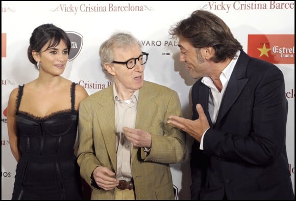 Penélope Cruz, Woody Allen et Javier Bardem - Photocall du film Vicky Cristina Barcelona en 2008 à Barcelone