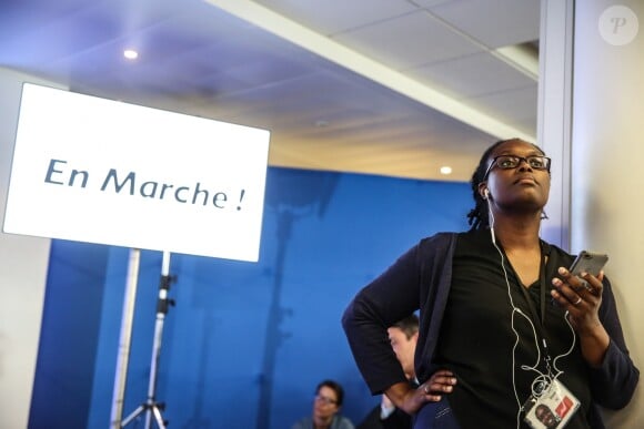 Sibeth Ndiaye, chargée de la communication lors de la conférence de presse sur les investitures législatives de la République en Marche à Paris, le 11 mai 2017. © Hamilton/Pool/Bestimage