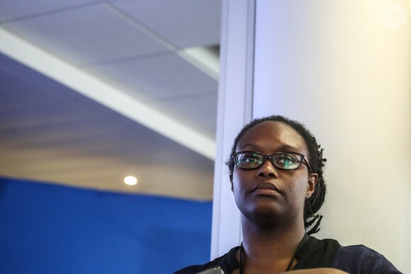 Sibeth Ndiaye, chargée de la communication lors de la conférence de presse sur les investitures législatives de la République en Marche à Paris, le 11 mai 2017. © Hamilton/Pool/Bestimage