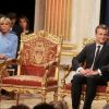 Brigitte Macron et son mari Emmanuel Macron - Le président de la République française E. Macron à l'hôtel de ville de Paris pour une cérémonie avec la maire de Paris A. Hidalgo, à Paris, France, le 14 mai 2017