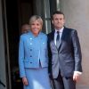 Emmanuel Macron et sa femme Brigitte Macron - Arrivées au palais de l'Elysée à Paris pour la cérémonie d'investiture d'E. Macron, nouveau président de la République, le 14 mai 2017.
