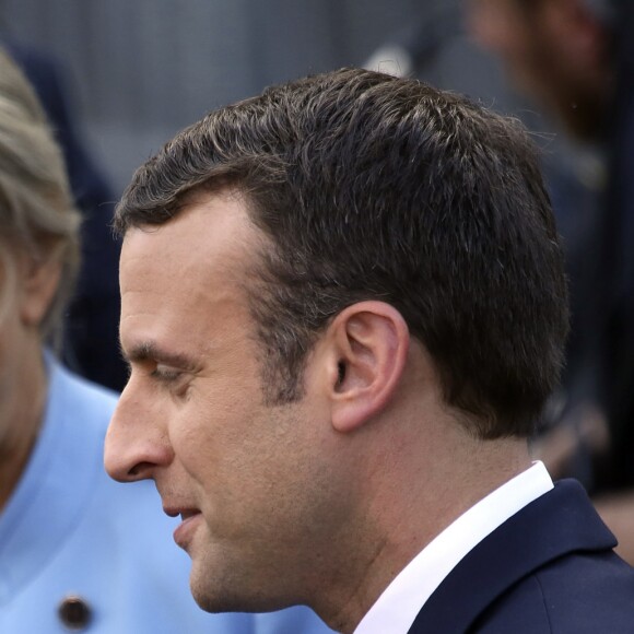 Anne Hidalgo reçoit Emmanuel Macron et sa femme Brigitte Macron à l'Hôtel de Ville le 14 mai 2017