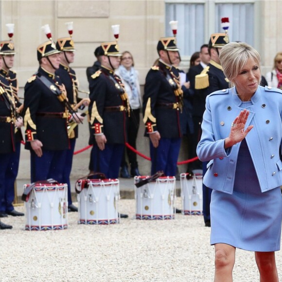 Brigitte Macron - La famille de E.Macron arrive au palais de l'Elysée à Paris le 14 mai 2017 pour la cérémonie d'investiture du nouveau président.