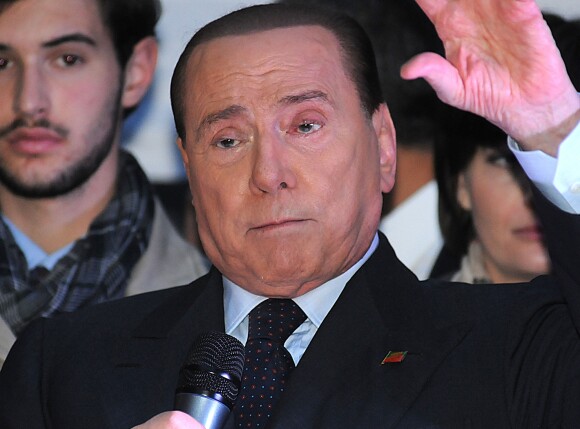 Silvio Berlusconi en plein meeting politique pour le parti italien " Forza Italia " à Milan Le 29 Novembre 2014