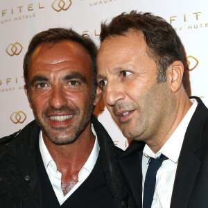 Nikos Aliagas et Arthur (Jacques Essebag) - Soiree d'inauguration de l'hotel Sofitel Paris Arc de Triomphe au 14 Rue Beaujon a Paris le 18 septembre 2013.