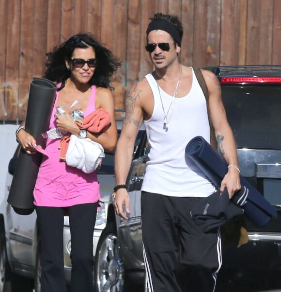 Exclusif - Colin Farrell et sa soeur Claudine a la sortie de leur cours de yoga a Los Angeles, le 28 juillet 2013