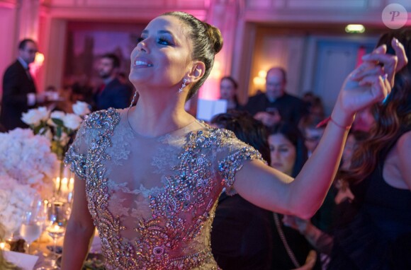 Exclusif - Eva Longoria, présidente d'honneur de l’événement, était vêtue d’une création Marchesa, parée de bijoux Messika (partenaire officiel) et délicatement parfumée par "Accord 119", senteurs de la Maison Caron (partenaire officiel),, lors de la 8ème édition du dîner du Global Gift Gala à l'hôtel Four Seasons George V à Paris, France, le 16 mai 2017. P. Anderson a reçu The Global Gift Philantropist Award, O. Collins a reçu The Global Gift Philantropist Award et V. Messika a reçu The Global Gift Philanthropreneur Award. Cet événement est soutenu par les bijoux MESSIKA et les Parfums CARON, tous deux partenaires officiels. © Agence/Bestimage