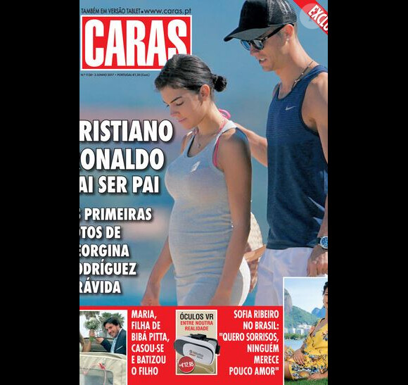 La couverture du magazine "Caras", avec Cristiano Ronaldo et Georgina Rodriguez (enceinte ?) lors d'une escapade en Corse. 30 mai 2017.