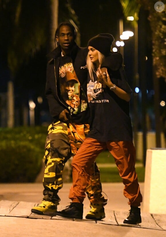 Exclusive - Kylie Jenner et Travis Scott à Miami, le 7 mai 2017.