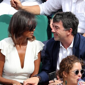 Karine Lemarchand et Stéphane Plaza dans les tribunes lors des internationaux de France de Roland-Garros à Paris, le 4 juin 2017. © Dominique Jacovides-Cyril Moreau/Bestimage