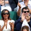 Karine Lemarchand et Stéphane Plaza côte à côte dans les tribunes lors des internationaux de France de Roland-Garros à Paris, le 4 juin 2017. © Dominique Jacovides-Cyril Moreau/Bestimage