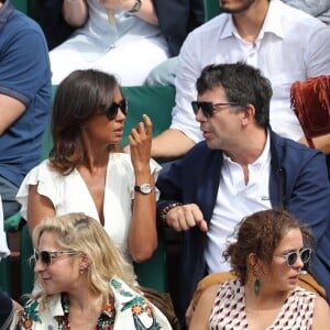 Karine Lemarchand, Stephane Plaza, Marilou Berry et son compagnon, Jamie Bamber et sa femme Kerry Norton, Jean-François Piège, Pascal Elbé dans les tribunes lors des internationaux de France de Roland-Garros à Paris, le 4 juin 2017. © Dominique Jacovides-Cyril Moreau/Bestimage