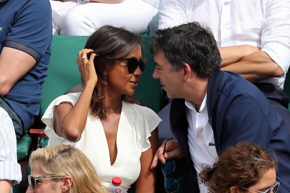 Karine Lemarchand et Stéphane Plaza dans les tribunes lors des internationaux de France de Roland-Garros à Paris, le 4 juin 2017. © Dominique Jacovides-Cyril Moreau/Bestimage