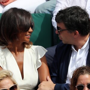 Karine Lemarchand et Stéphane Plaza en pleine discussion dans les tribunes lors des internationaux de France de Roland-Garros à Paris, le 4 juin 2017. © Dominique Jacovides-Cyril Moreau/Bestimage