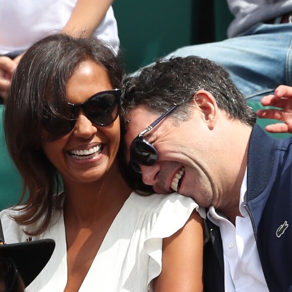 Karine Lemarchand et Stéphane Plaza s'affichent proches dans les tribunes lors des internationaux de France de Roland-Garros à Paris, le 4 juin 2017. © Dominique Jacovides-Cyril Moreau/Bestimage