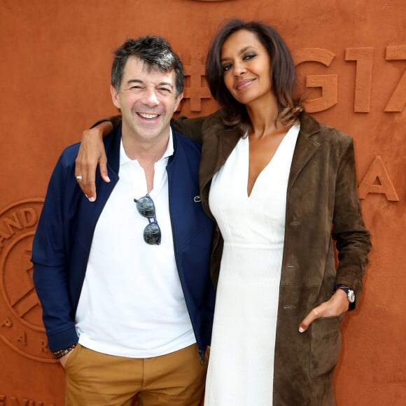 Stéphane Plaza et Karine Lemarchand complices au village des internationaux de tennis de Roland Garros à Paris le 4 juin 2017. © Dominique Jacovides-Cyril Moreau/Bestimage