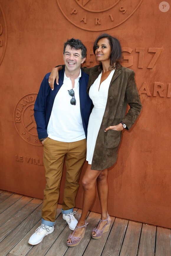 Stéphane Plaza et Karine Lemarchand au village des internationaux de tennis de Roland Garros à Paris le 4 juin 2017. © Dominique Jacovides-Cyril Moreau/Bestimage