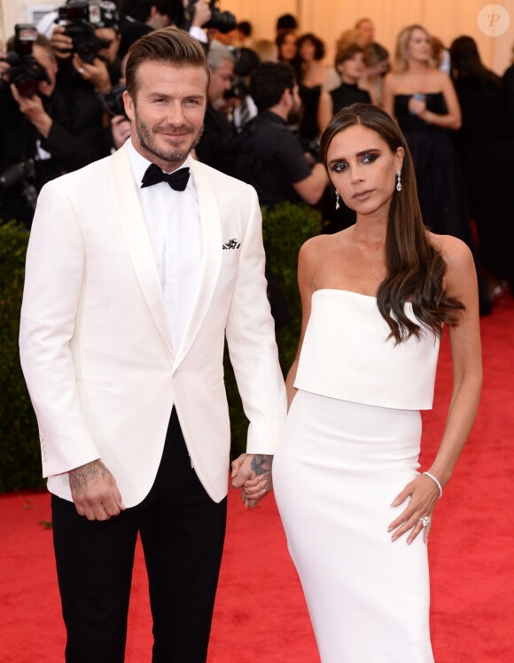 David Beckham et sa femme Victoria Beckham - Soirée du Met Ball / Costume Institute Gala 2014: "Charles James: Beyond Fashion" à New York, le 5 mai 2014.
