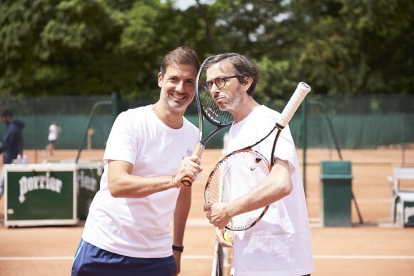 Florian Gazan et Grégory Ascher lors de la deuxième journée du Trophée des Personnalités de Roland-Garros le 7 juin 2017.