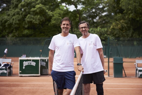 Grégory Ascher et Florian Gazan lors de la deuxième journée du Trophée des Personnalités de Roland-Garros le 7 juin 2017.