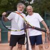 Denis Charvet et Jean-Michel Apathie lors de la deuxième journée du Trophée des Personnalités de Roland-Garros le 7 juin 2017.