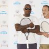 Sylvain Wiltord et Pascal Sellem lors de la deuxième journée du Trophée des Personnalités de Roland-Garros le 7 juin 2017.