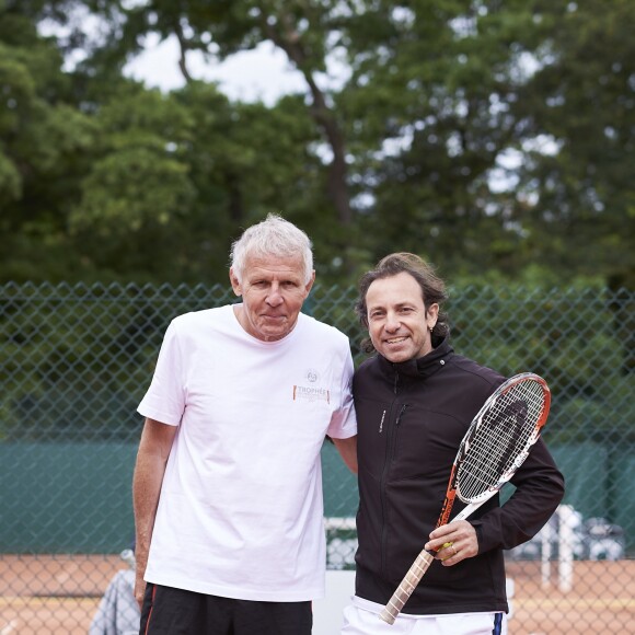 Patrick Poivre d'Arvor et Philippe Candeloro lors de la deuxième journée du Trophée des Personnalités de Roland-Garros le 7 juin 2017.