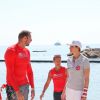 La princesse Charlene de Monaco et Alain Bernard - Journée "Water Safety Day, pour la prévention de la noyade" sur la plage du Larvotto à Monaco le 12 juin 2017.