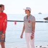 La princesse Charlene de Monaco et Alain Bernard - Journée "Water Safety Day, pour la prévention de la noyade" sur la plage du Larvotto à Monaco le 12 juin 2017.