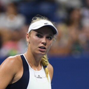 Caroline Wozniacki qui perd contre Angelique Kerber - Demi Finale de L'US open de tennis simple femme à New York le 8 septembre 2016.