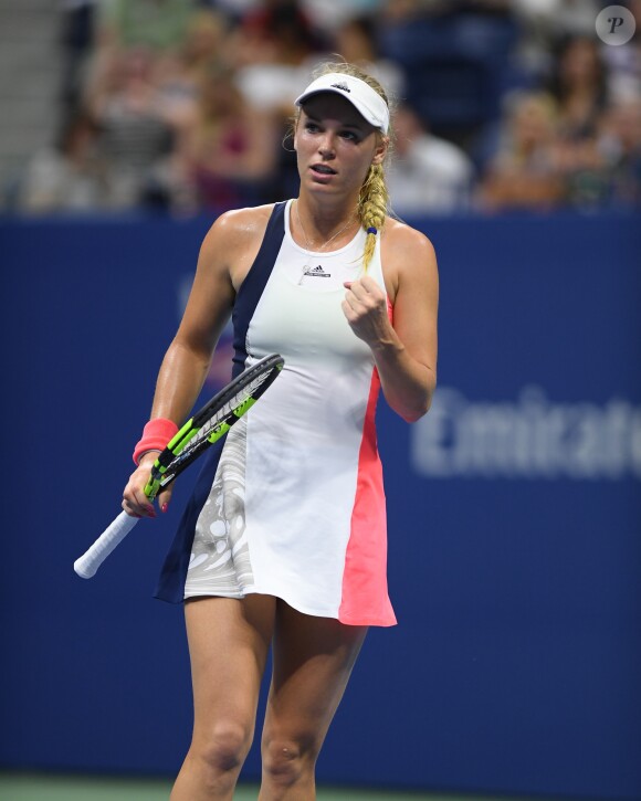 Caroline Wozniacki qui perd contre Angelique Kerber - Demi Finale de L'US open de tennis simple femme à New York le 8 septembre 2016.