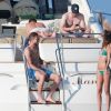 Exclusif - Kevin Trapp et sa compagne Izabel Goulart profitent d'une belle journée en mer sur un yacht. Ibiza, le 1er juin 2017.