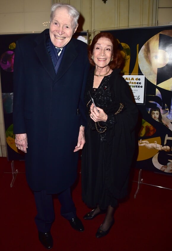 Professeur Christian Cabrol et sa femme Bérangère d'Autun - Gala de l'enfance maltraitée à la Salle Gaveau à Paris le 9 mars 2015.