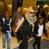Madonna et ses enfants David, Mercy et Lourdes arrivent a New York en provenance de Londres le 3 septembre 2013