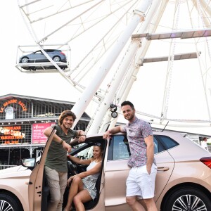 Rayane Bensetti et sa compagne Denitsa Ikonomova, Christian Millette - Lancement de la nouvelle Seat Ibiza Place de la Fontaine aux Lions sur le parvis de la Villette à Paris le 21 juin 2017.