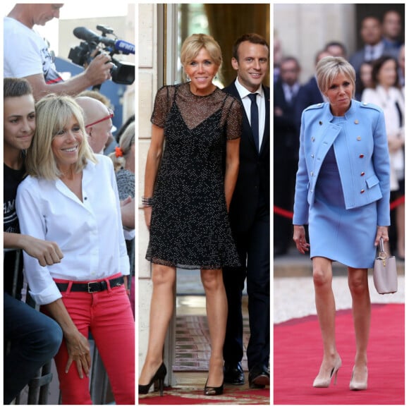 Différents looks de la première dame de France Brigitte Macron - 2017 (photomontage)