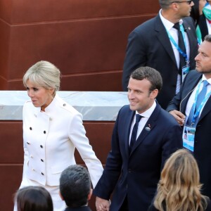 NO WEB - Le président français Emmanuel Macron et sa femme Brigitte Macron (Trogneux) (habillée en Louis Vuitton) - Concert au théâtre grec de Taormine dans le cadre du sommet du G7 en Sicile le 26 mai 2017 © Sébastien Valiela / Bestimage